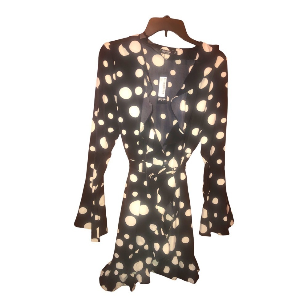 (69). Nasty Gal Collection Black White Polka Dot Dress NWT